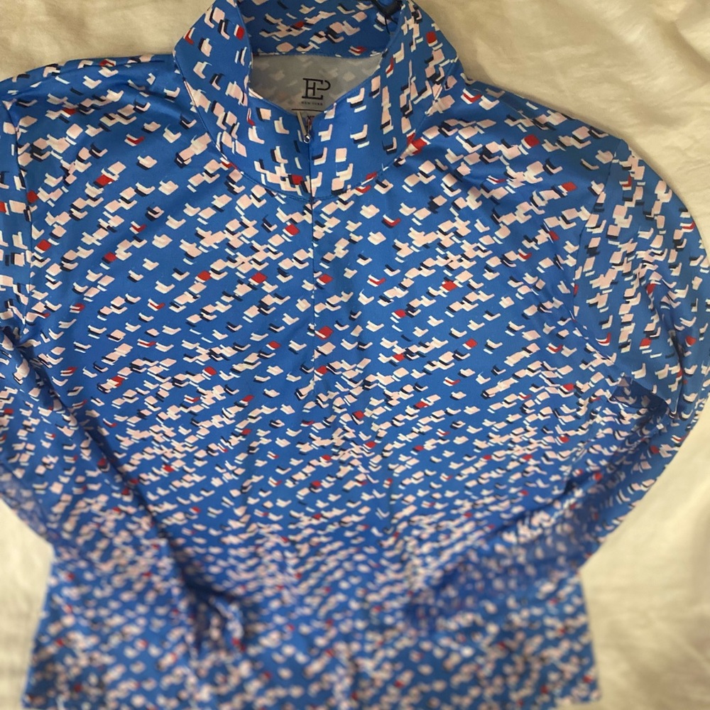 NWT EP New York Ladies NWT Leisure Long Sleeve Golf Sun Shirt UV 50 Geometric XL